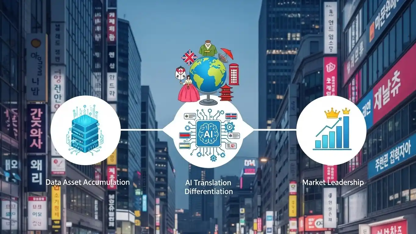 <img src="ai_translation_differentiation_through_data_asset_and_cultural_localization.webp" alt="AI 번역을 데이터 자산화와 문화적 현지화로 차별화해 시장 주도권을 확보하는 과정을 보여주는 이미지 입니다">