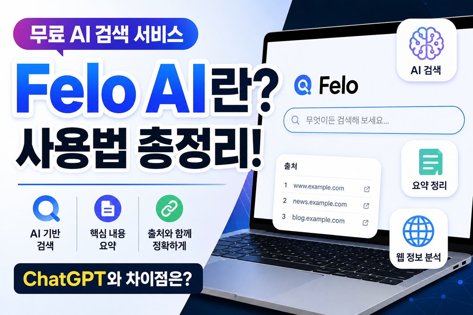 Felo AI의 기능과 사용법, ChatGPT와의 차이점을 소개하는 AI 서비스 정보 썸네일