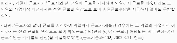노동절 대체휴무 (격일제 근로자)