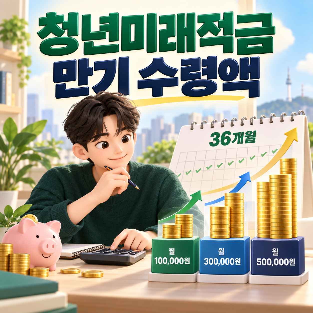 청년미래적금 만기 수령액 계산표 - 월 10만·30만·50만원 납입 결과
