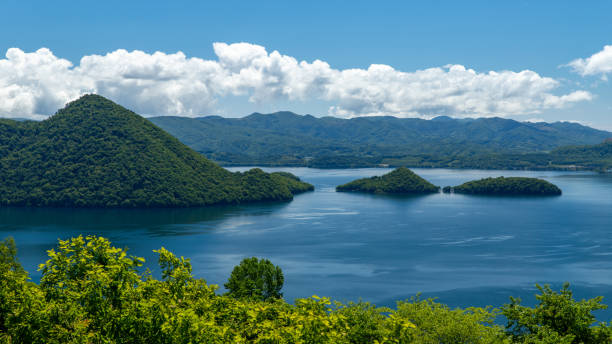 도야호 호반 단풍 온천 풍경