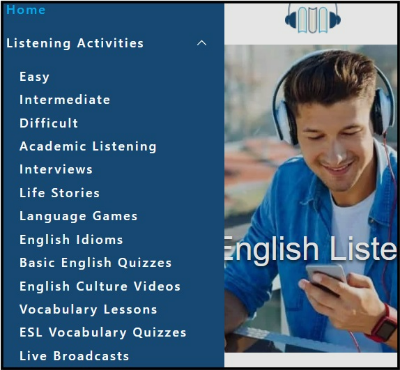 ESL LAB 사이트 홈페이지의 메뉴 사진