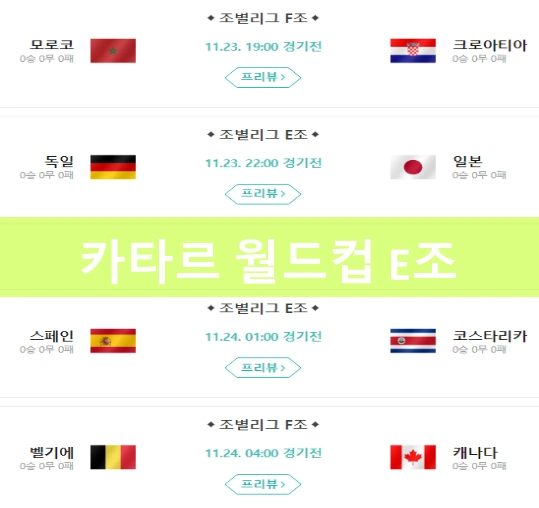 카타르 월드컵 F조 일정입니다