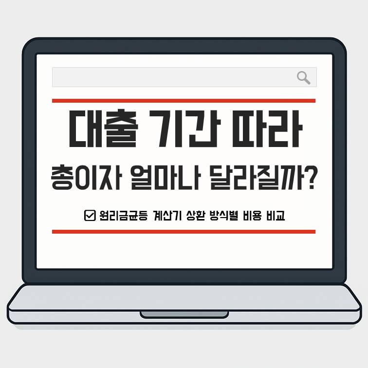대출 기간에 따른 총이자 차이를 설명하는 원리금균등 계산기 상환 방식 비교 썸네일