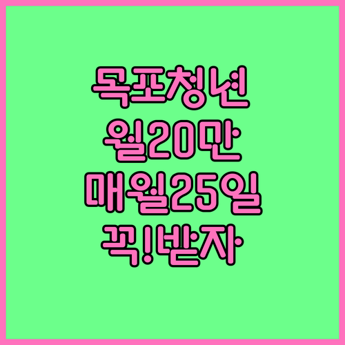 목포시 청년월세 지원금 월 20만원 ..