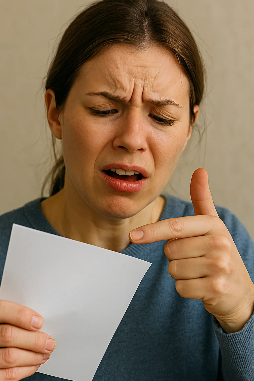 종이에-손을-베고-고통스러워하는-표정으로-상처를-살피는-여성의-모습