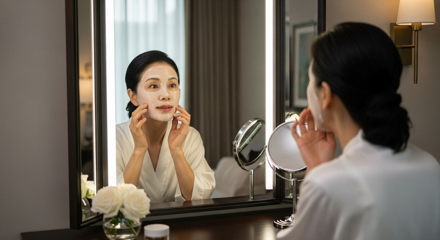 피부건강을 걱정하는 중년 여성