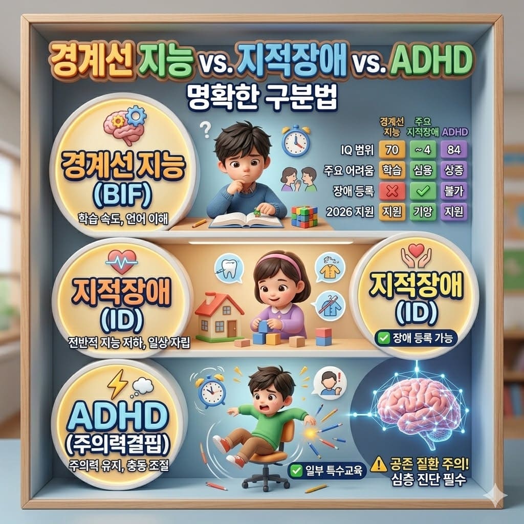 경계선 지능 vs. 지적장애 vs. ADHD 명확한 구분법