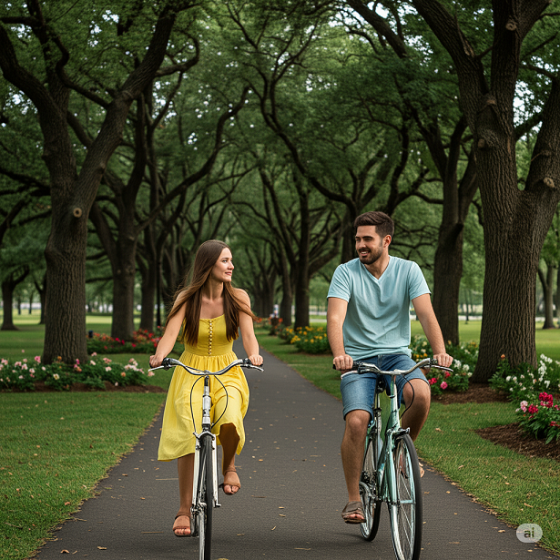 자전거를 타는 커플