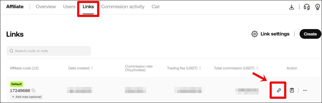 OKX 거래소 가입링크 복사하기 버튼을 가리키고 있다.