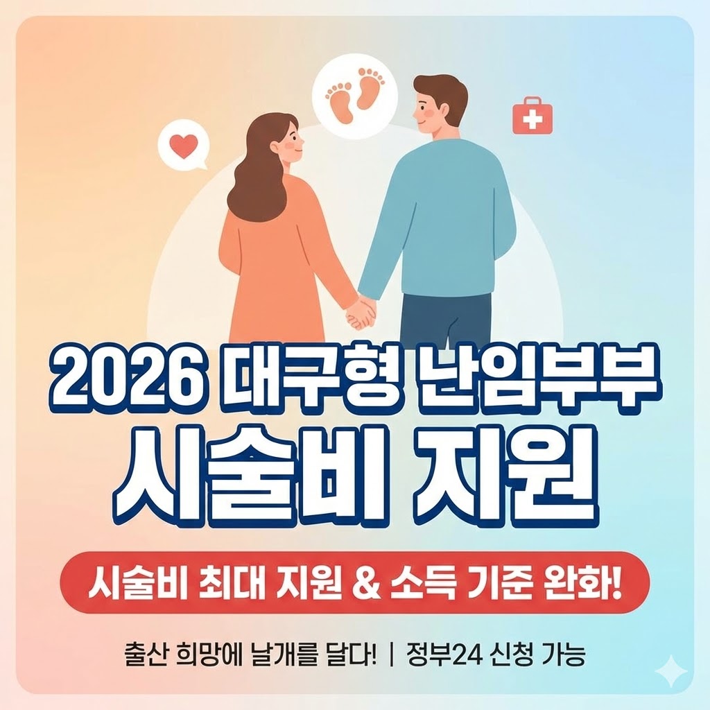 2026년 대구광역시 난임부부 시술비 지원 대상 및 체외수정 인공수정 혜택 요약 안내 이미지