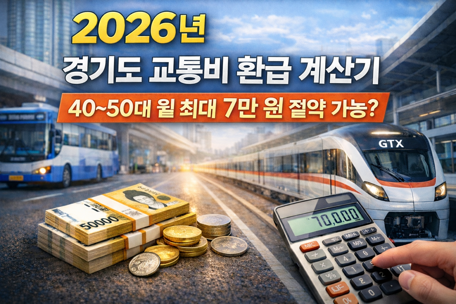 2026년 경기도 교통비 환급 계산기, 40~50대 월 최대 7만원 절약 가능하다