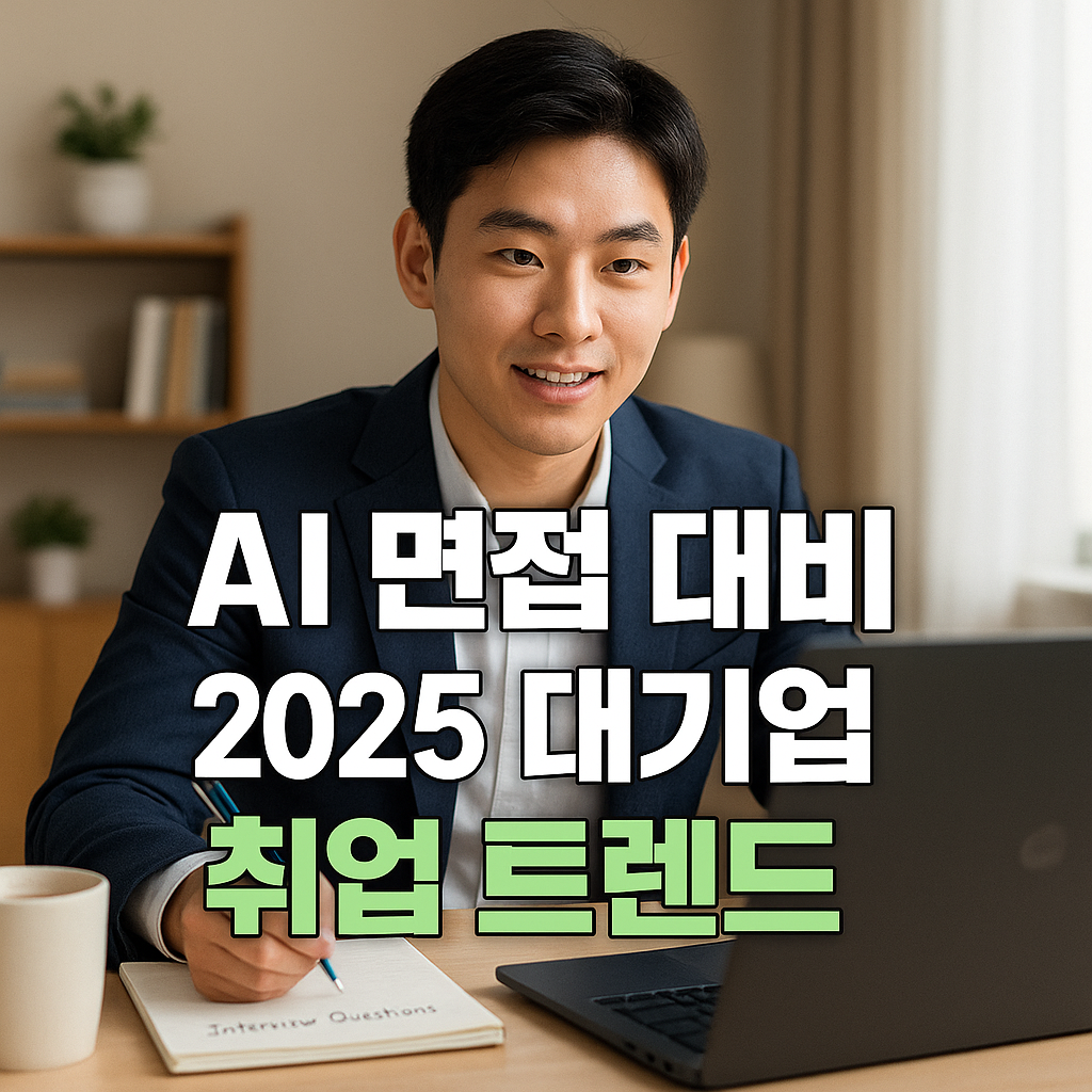 노트북 앞에서 AI 면접을 연습하는 취준생