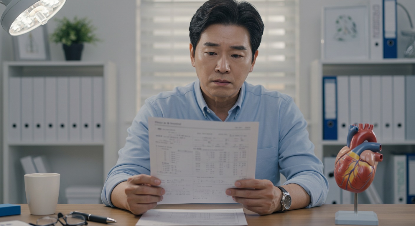 콜레스테롤과 심장 건강을 나타내는 의학 이미지