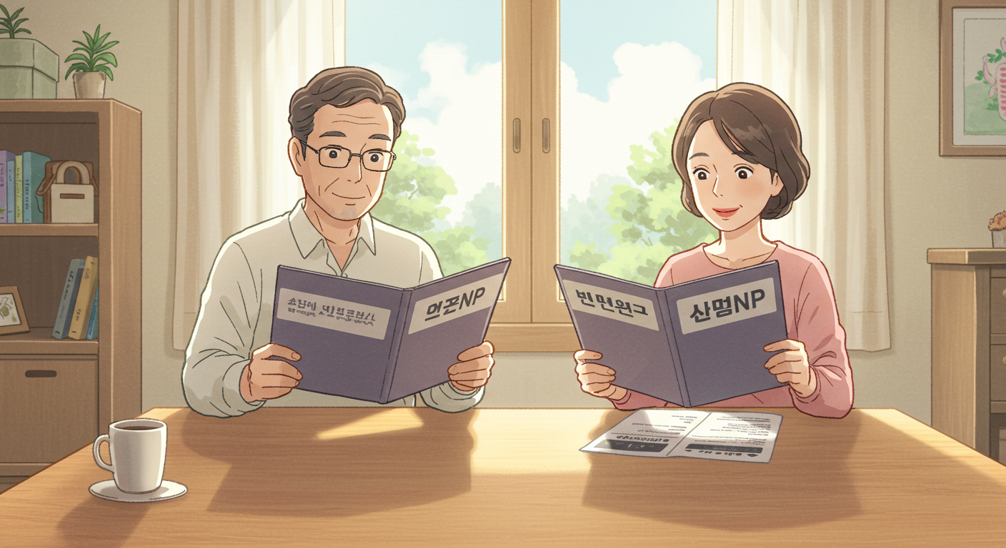 월납과 일시납 암보험을 비교하는 부부