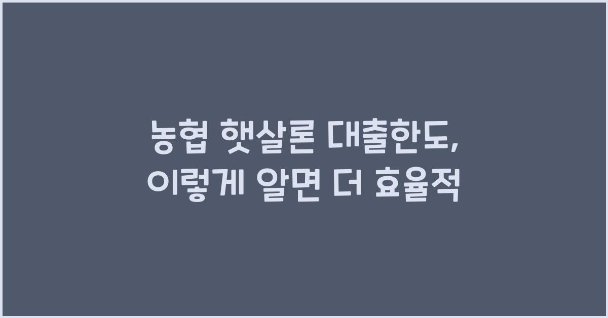 농협 햇살론 대출한도