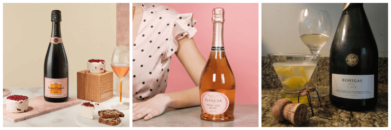 뵈브 클리코 로제, 간치아 모스카토 로제, 보히가스 까바 브뤼 로제 사진