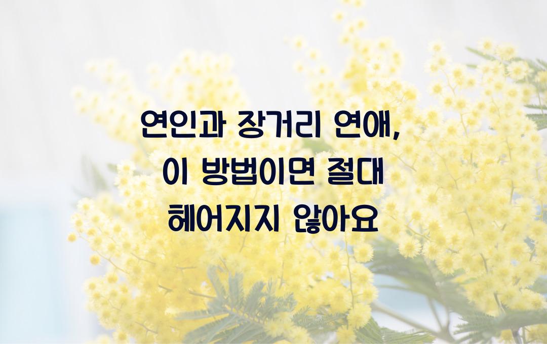연인과 장거리 연애, 이렇게 하면 헤어지지 않습니다