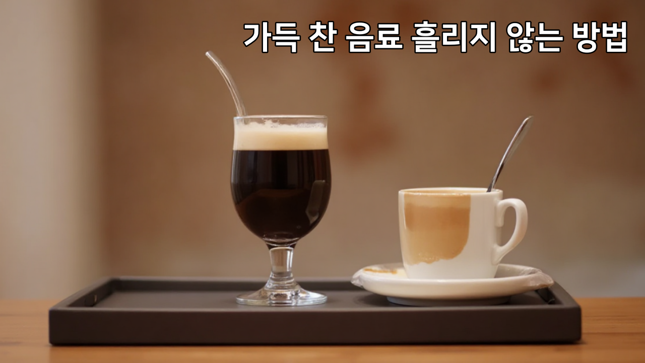 가득 찬 음료 흘리지 않는 방법 + 음료수잔 들고 움직여도 안 흐르게