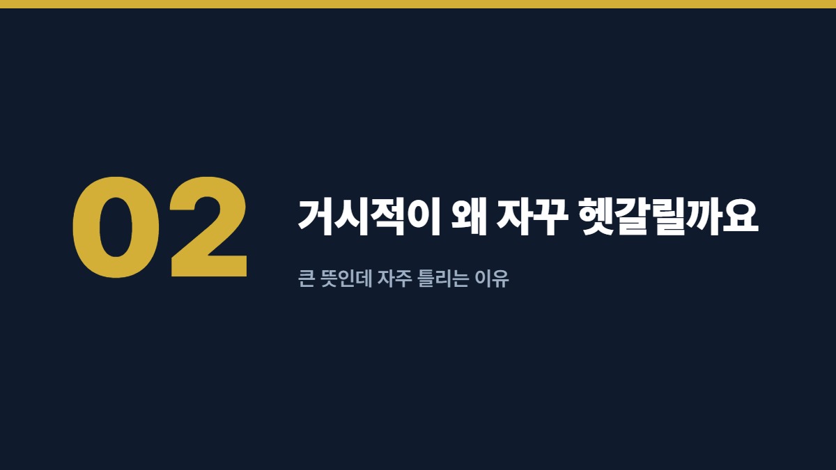 거시적이 왜 자꾸 헷갈릴까요 — 큰 뜻인데 자주 틀리는 이유