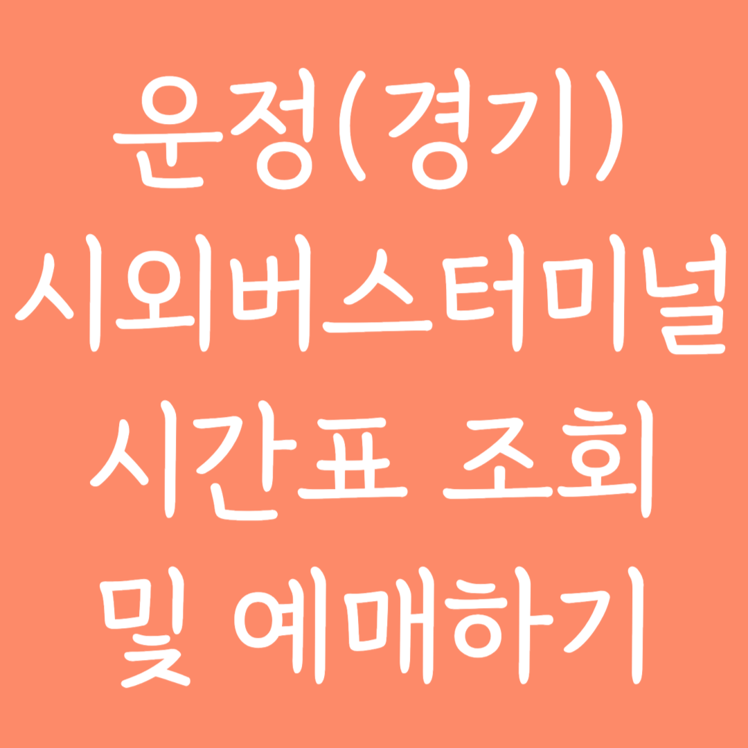운정(경기) 시외버스터미널 시간표조회 및 예매하기
