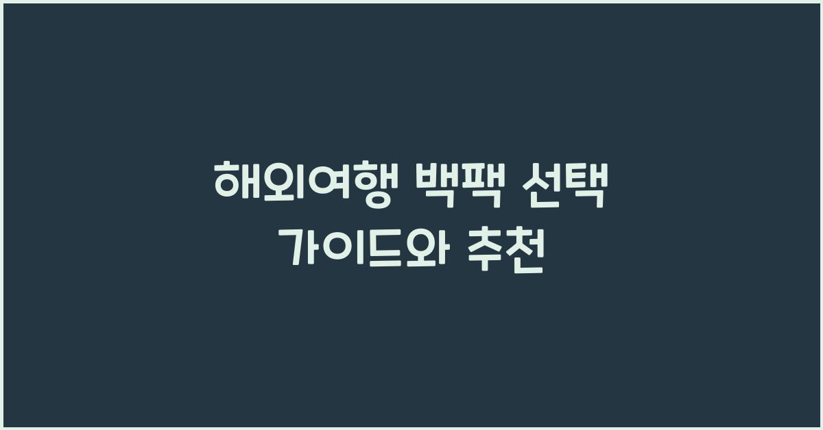 해외여행 백팩