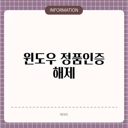 윈도우 정품인증 해제