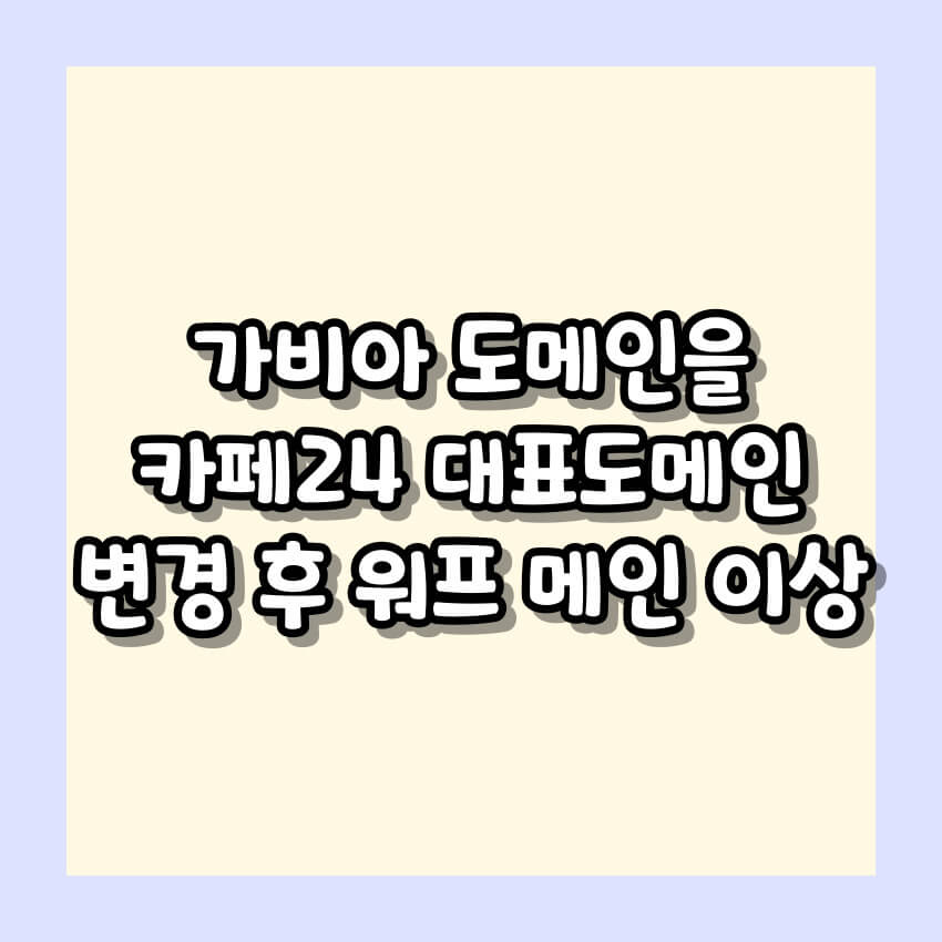 가비아 도메인 카페24 대표도메인 변경 후 워프 메인 이상