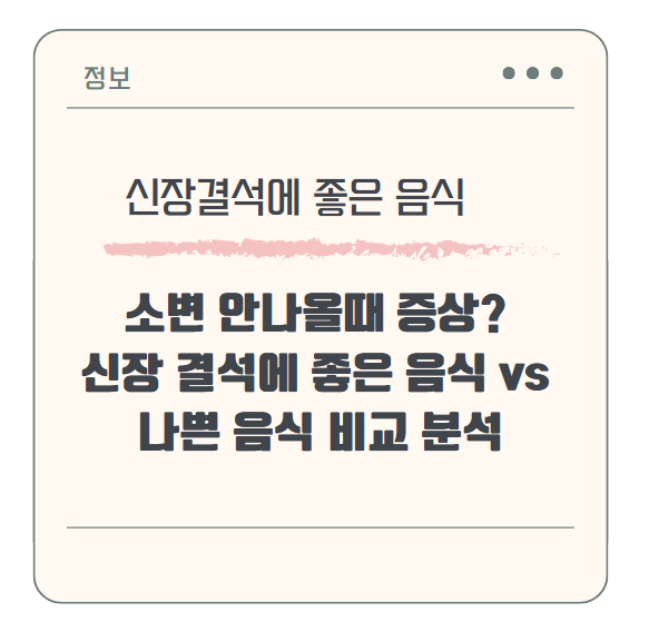 소변 안나올때 증상? 신장 결석에 좋은 음식 vs 나쁜 음식 비교 분석
