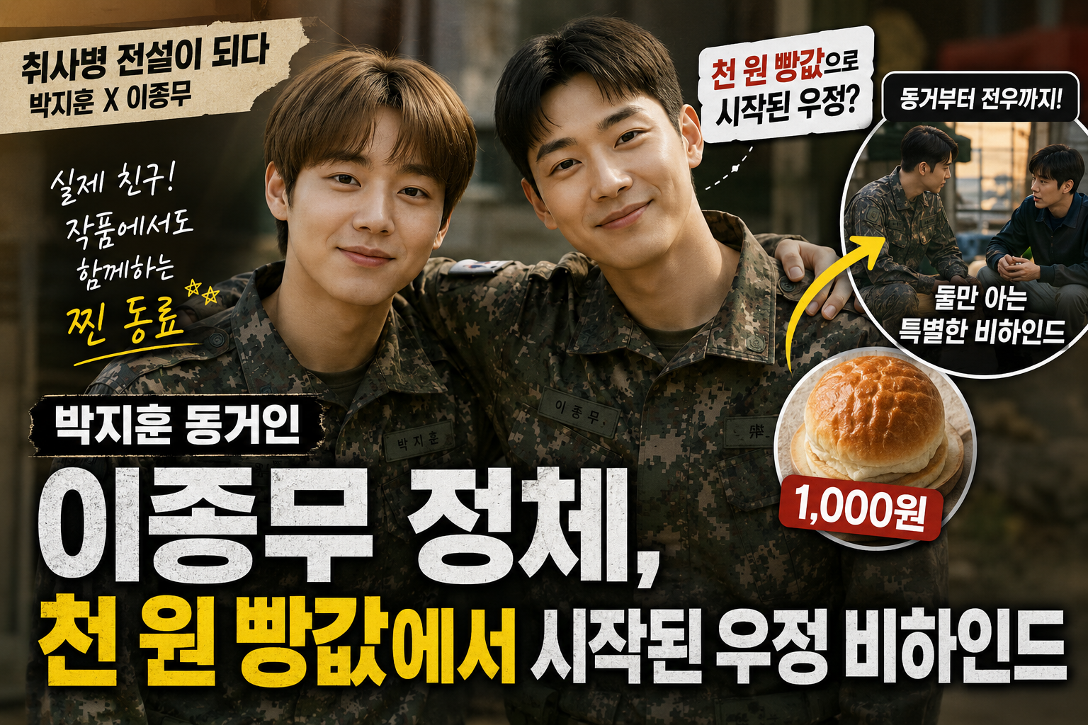 박지훈 동거인 이종무 정체, 천 원 빵값에서 시작된 우정 비하인드