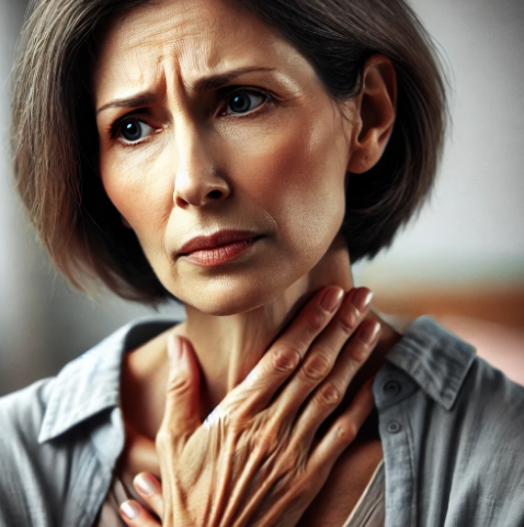 갑상선 양성 결정 진단을 받고 치료법을 고민 중인 여성