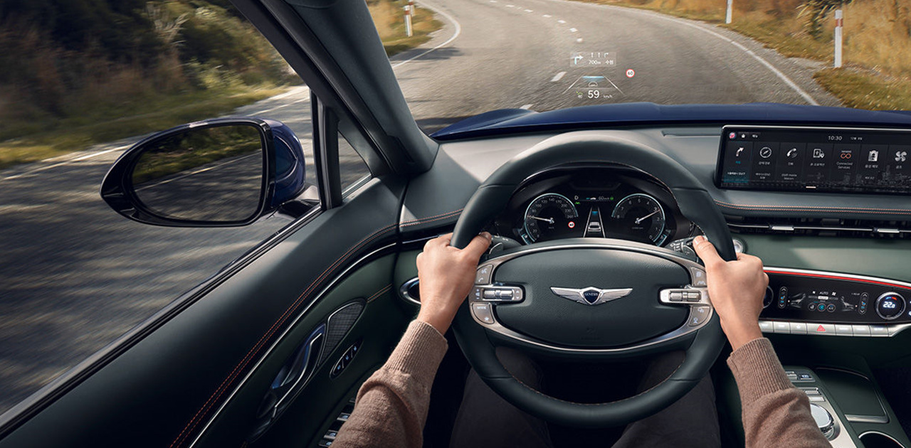 기존 GV70 스티어링 휠 디자인