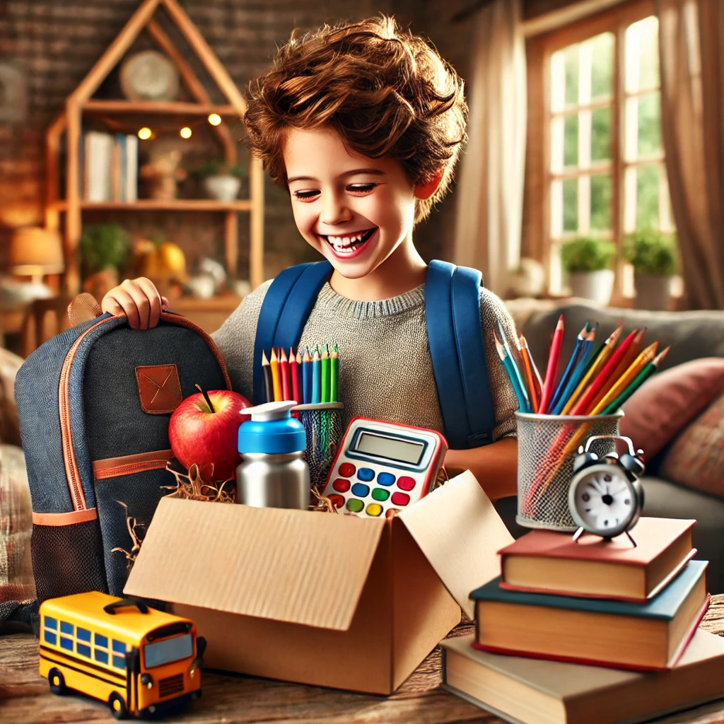 초등학교 입학 선물 받고 기뻐하는 아이 모습