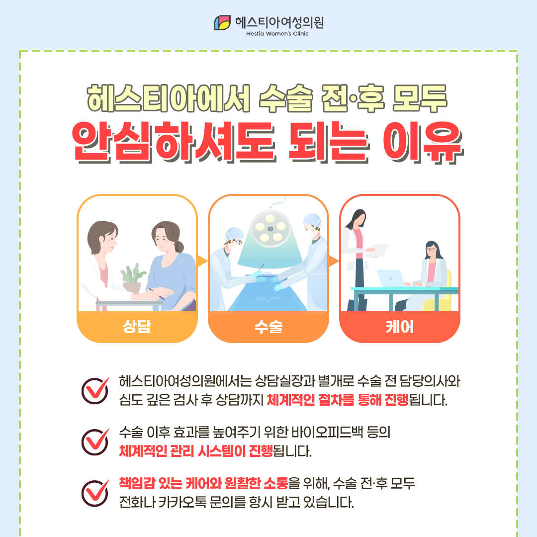 헤스티아에서 수술 전후모두 안심하셔도 되는 이유