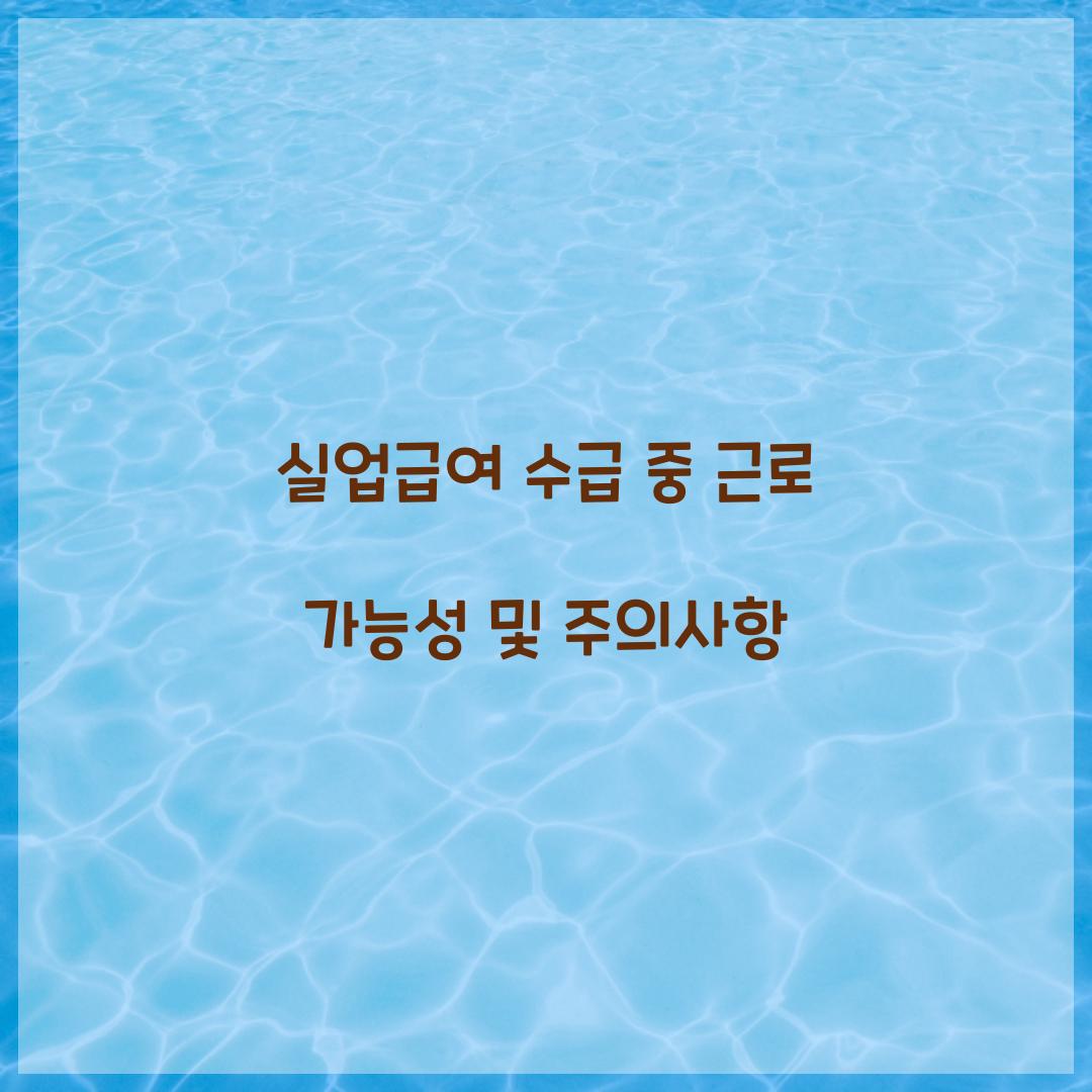 실업급여 수급 중 근로
