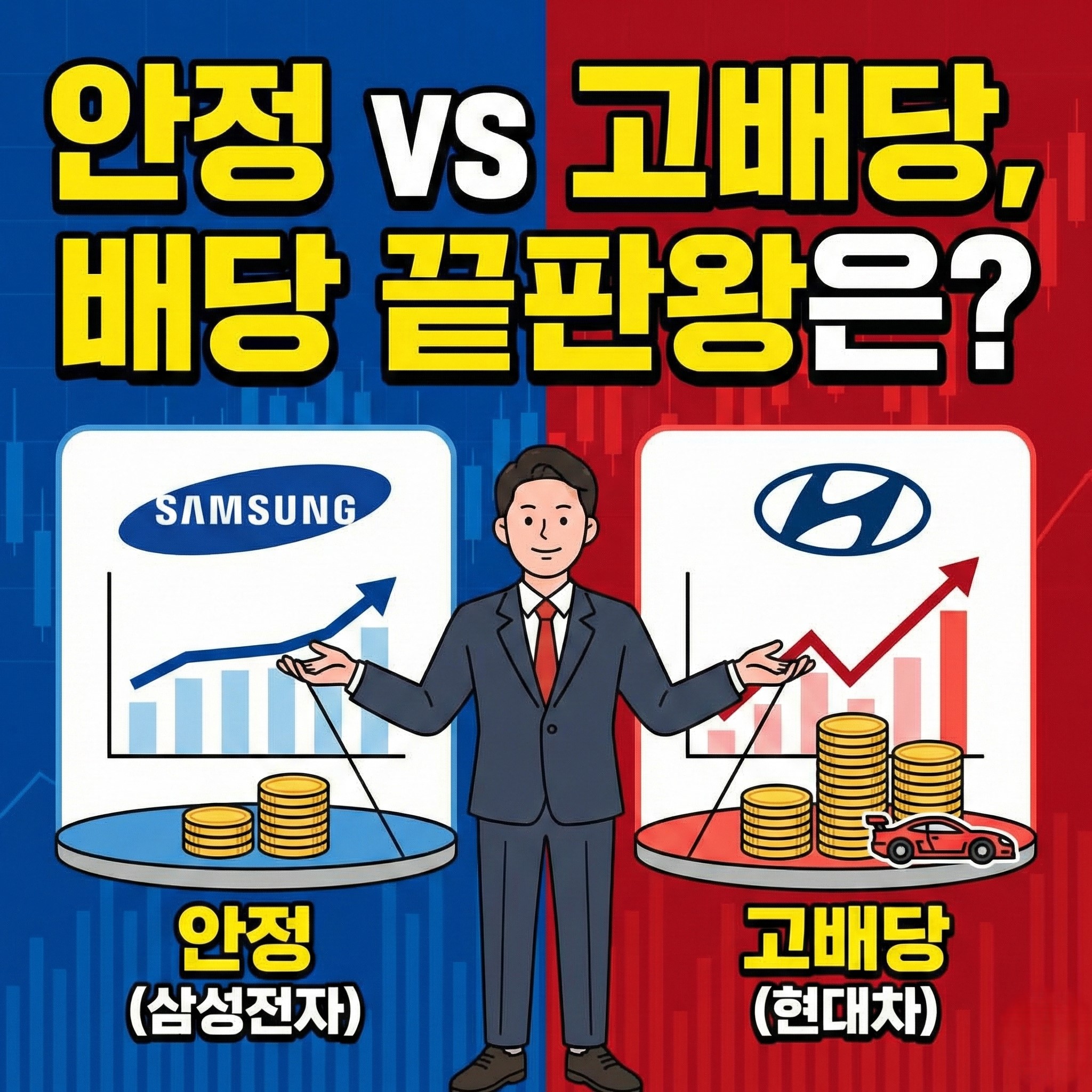 삼성전자는 안정적인 분기 배당과 주가 방어력이 강점이고, 현대차는 공격적인 주주환원으로 높은 배당 수익률을 기대할 수 있다.