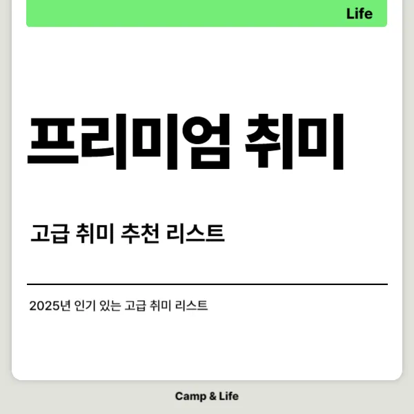 프리미엄 취미로 삶의 질 높이기, 고급 취미 추천 리스트