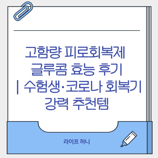 고함량 피로회복제 글루콤 효능 후기｜수험생·코로나 회복기 강력 추천템