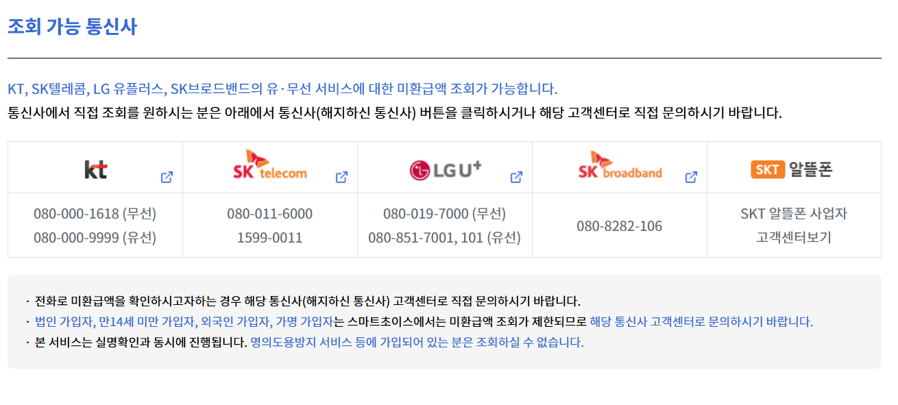 통신비 환급금 조회(조회 가능 통신사)