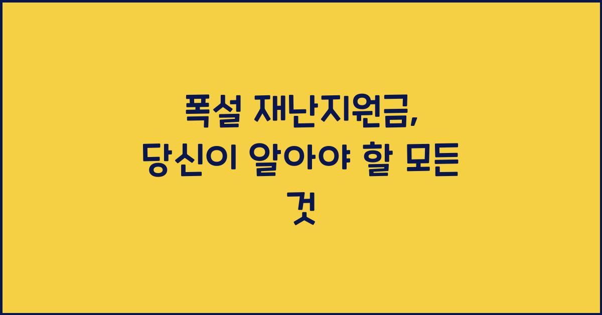 폭설 재난지원금