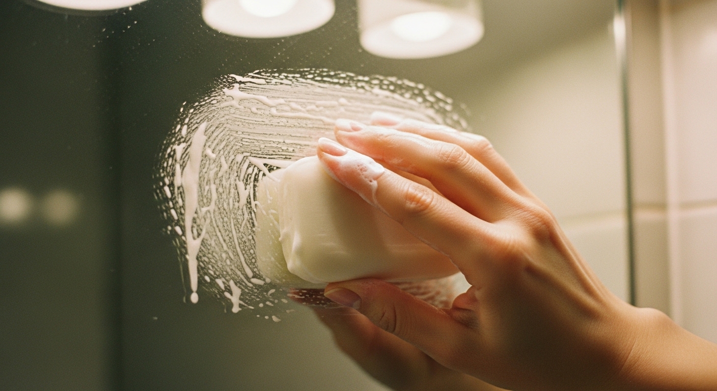 화장실 거울 김 서림 방지하는 '비누'의 마법