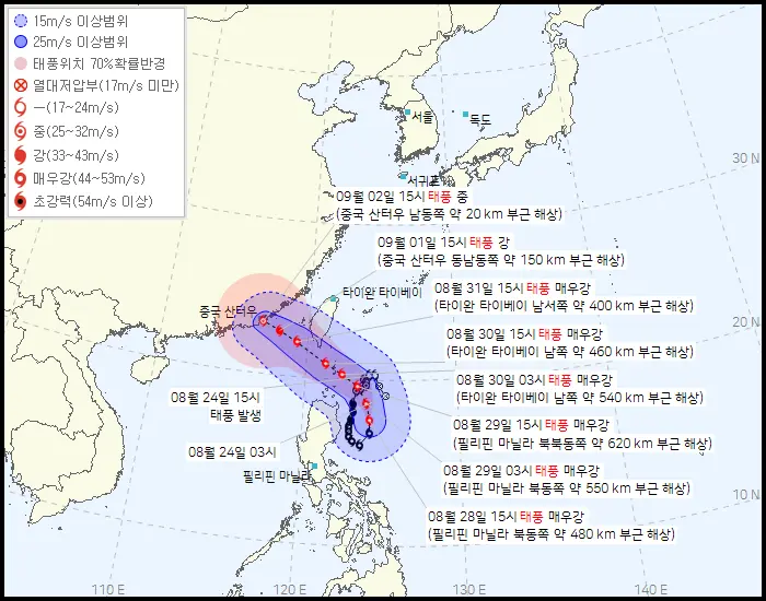 9호태풍-사올라-예상이동경로