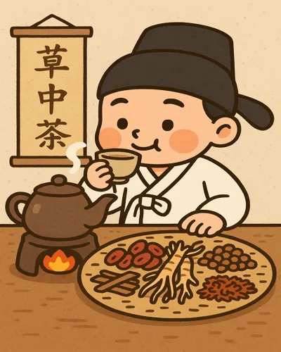 한약재로 끓인 따뜻한 차