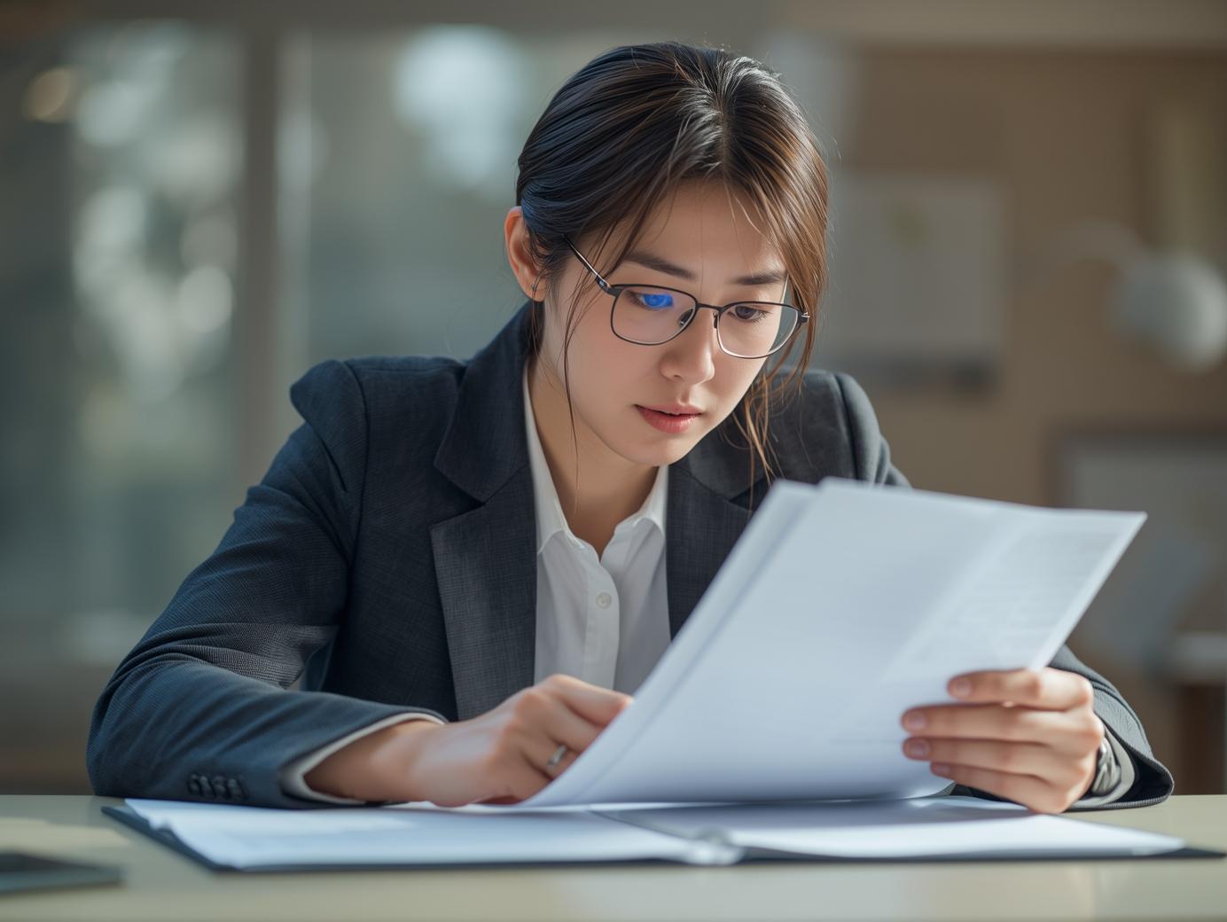 실비보험 서류를 들여다 보고 있는 모습
