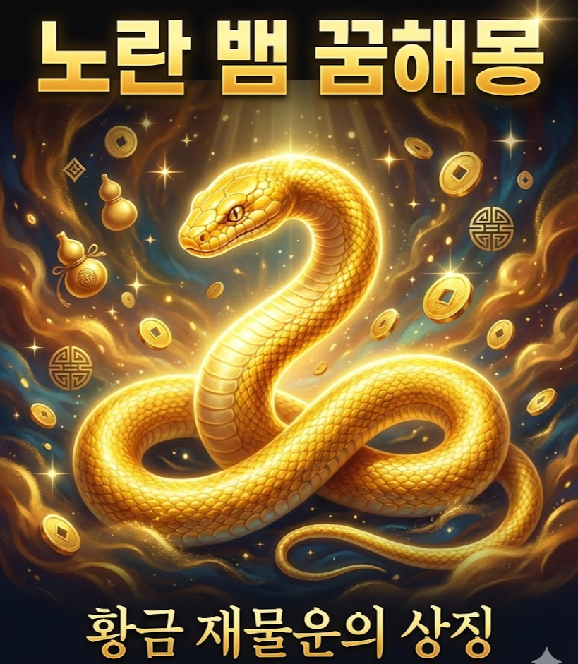노란 뱀 꿈해몽 - 황금처럼 빛나는 재물운이 온다
