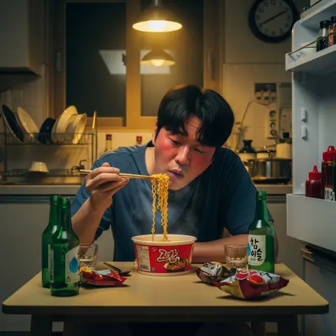 술 마신 후 먹는 라면은 건강에 큰 부담을 줍니다