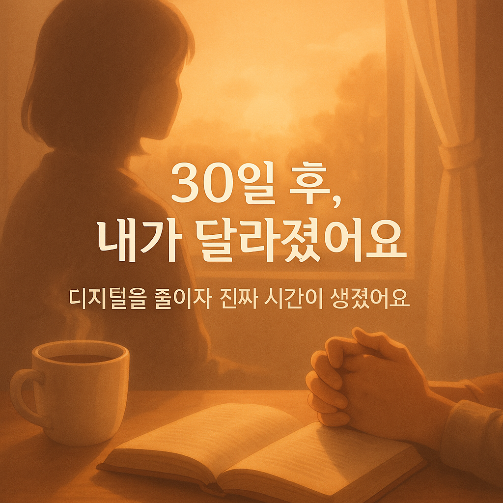 디지털 줄이고 난 후 변화를 표현한 사진