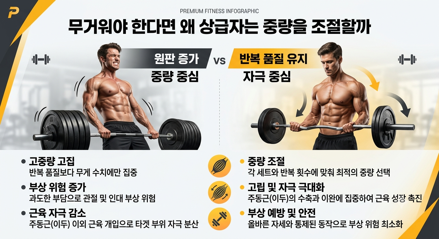 무거워야 한다면 왜 상급자는 중량을 조절할까