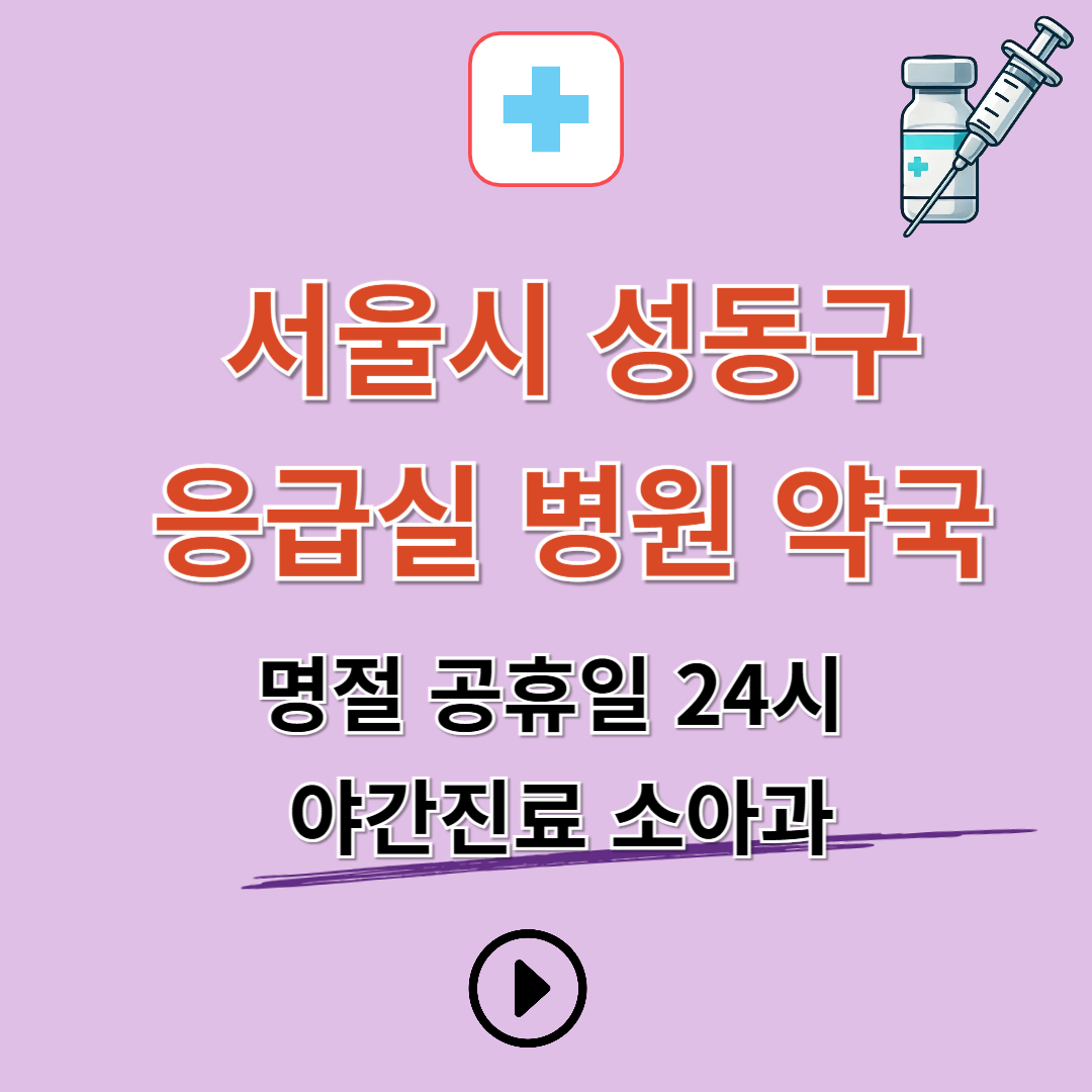 서울시 성동구 응급실 병원 약국 찾기 (명절 공휴일 24시 야간진료 소아과)