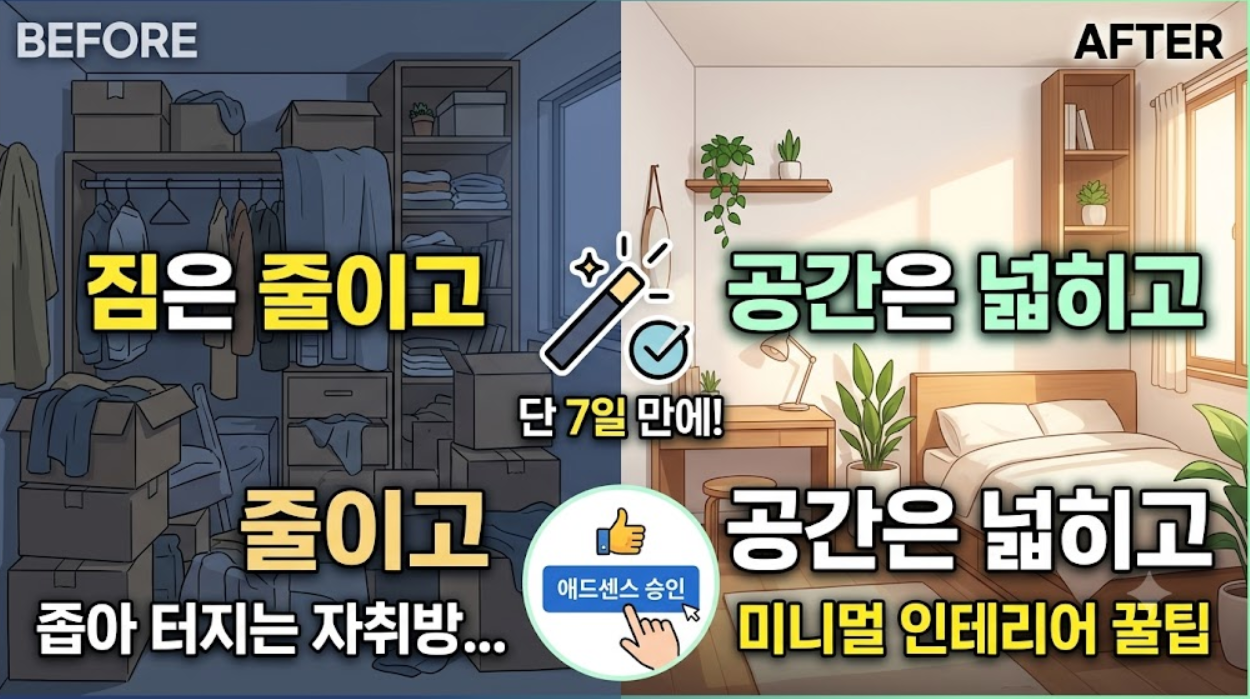1인 가구 원룸 인테리어수직 공간, 다기능 가구, 컬러 통일